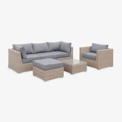 Salotto da giardino premium in resina intrecciata, 5 posti