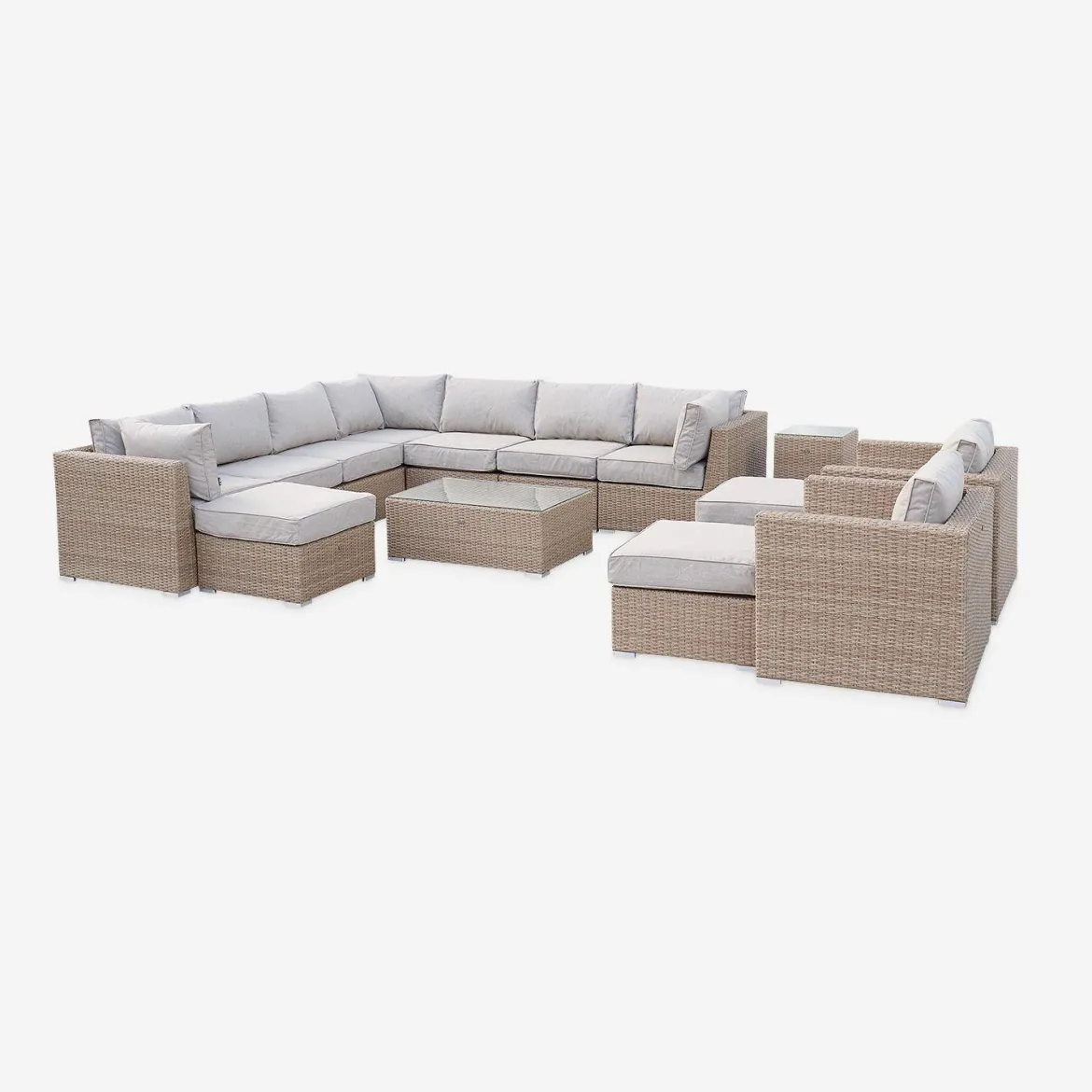 Salotto da giardino premium in resina intrecciata, 12-14 posti