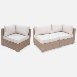 Salotto da giardino angolare in resina intrecciata, 12-14 posti
