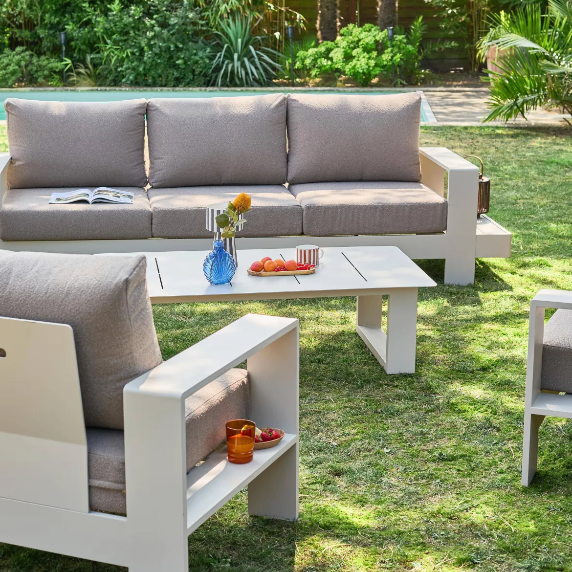 Salotto da giardino in alluminio, 5 posti