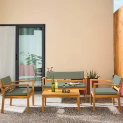 Salotto da giardino in legno di acacia, 4 posti