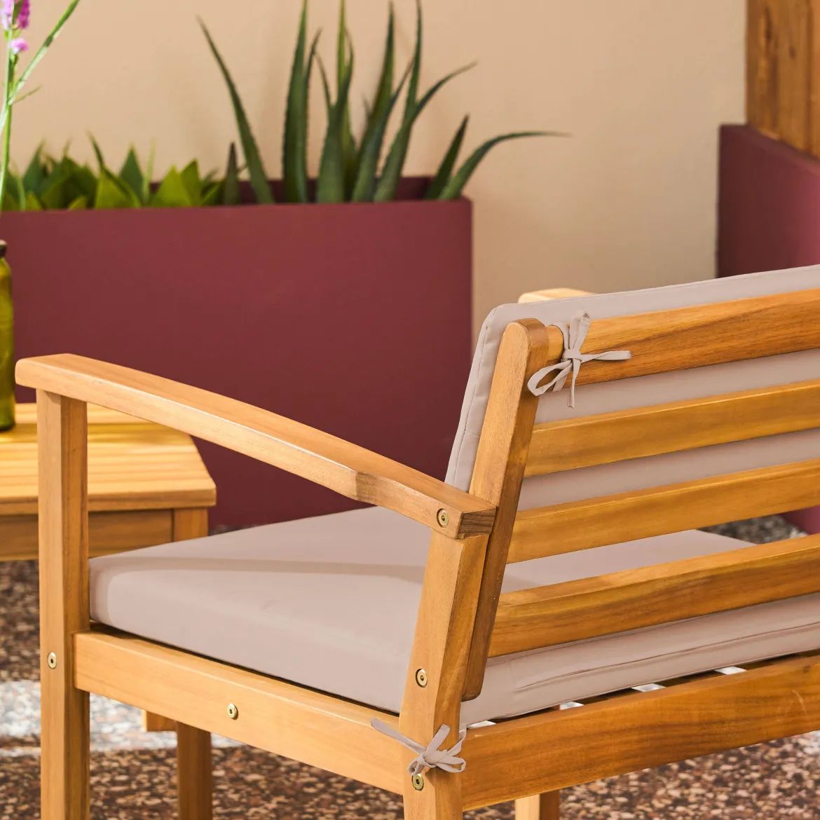 Salotto da giardino in legno di acacia, 4 posti