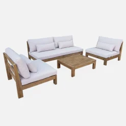 Salotto da giardino in legno, 5 posti