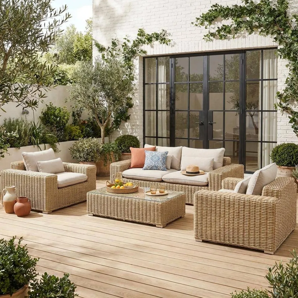Salotto da giardino in resina extra large, 4 posti