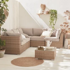Salotto da giardino in resina intrecciata, 5 posti