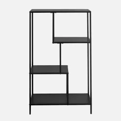 Scaffale asimmetrico in metallo nero, 4 vani