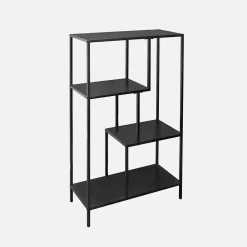 Scaffale asimmetrico in metallo nero, 4 vani