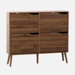 Scarpiera con decoro effetto legno, 4 ante
