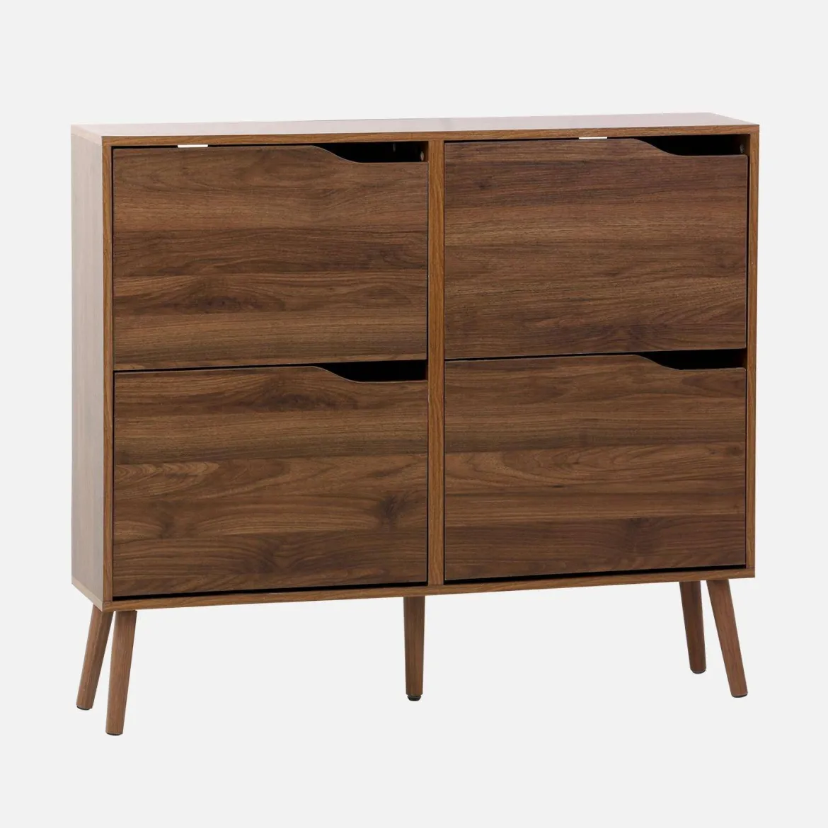 Scarpiera con decoro effetto legno, 4 ante