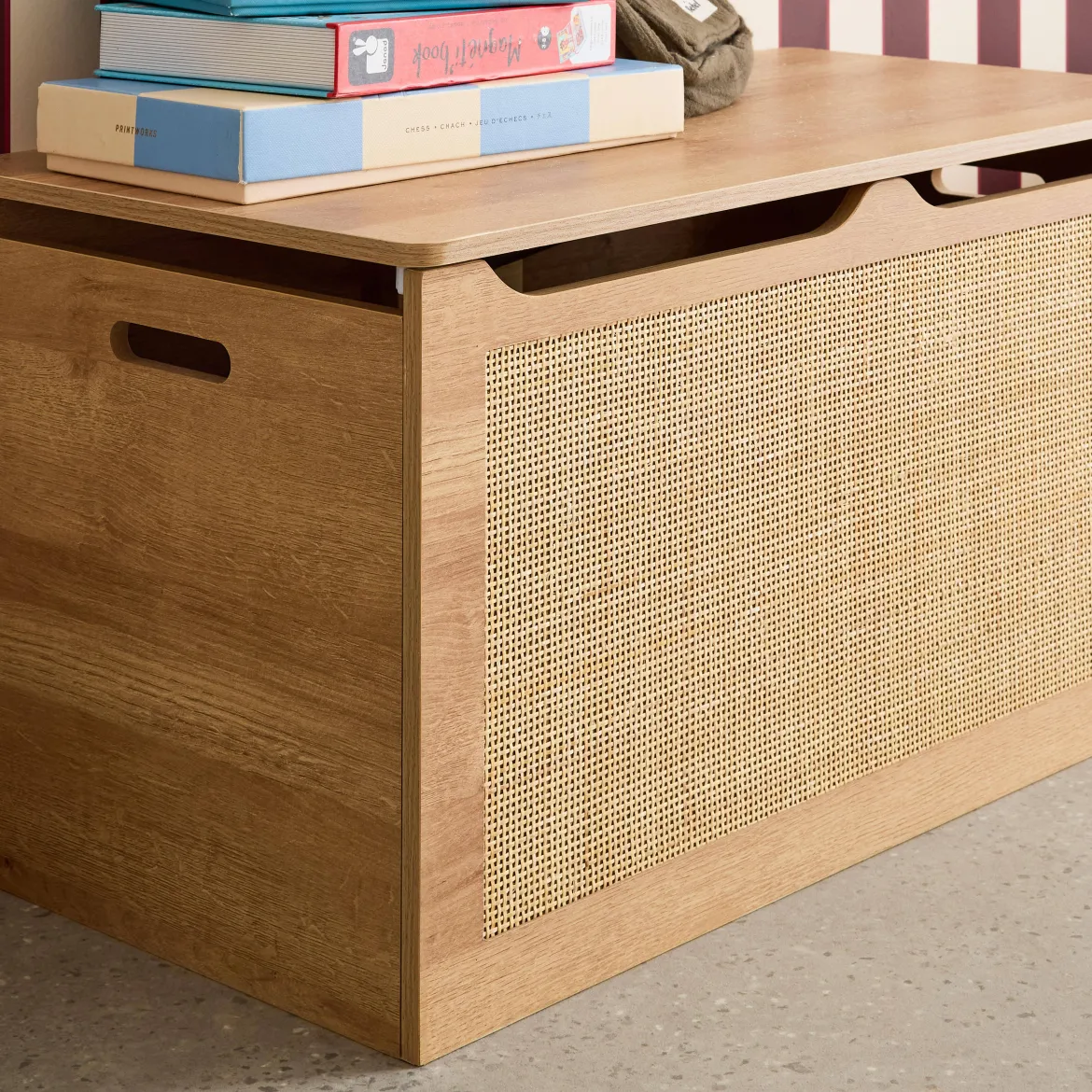 Scatola per giocattoli in legno per bambini