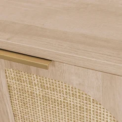 Scrivania effetto legno e cannage 2 cassetti
