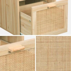 Scrivania in canna e legno 2 cassetti