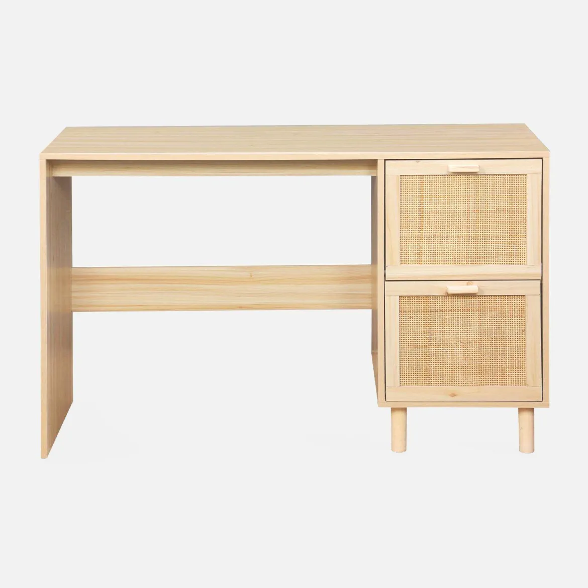 Scrivania in canna e legno 2 cassetti