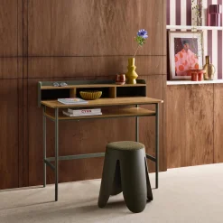 Scrivania in metallo e legno con 3 vani