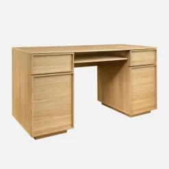 Scrivania effetto legno con 2 ante e 2 cassetti, 140cm