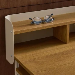 Scrivania in metallo e legno con 3 vani