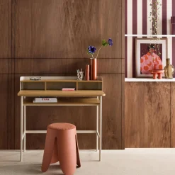 Scrivania in metallo e legno con 3 vani
