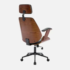 Sedia da ufficio con rotelle, effetto legno curvato e similpelle