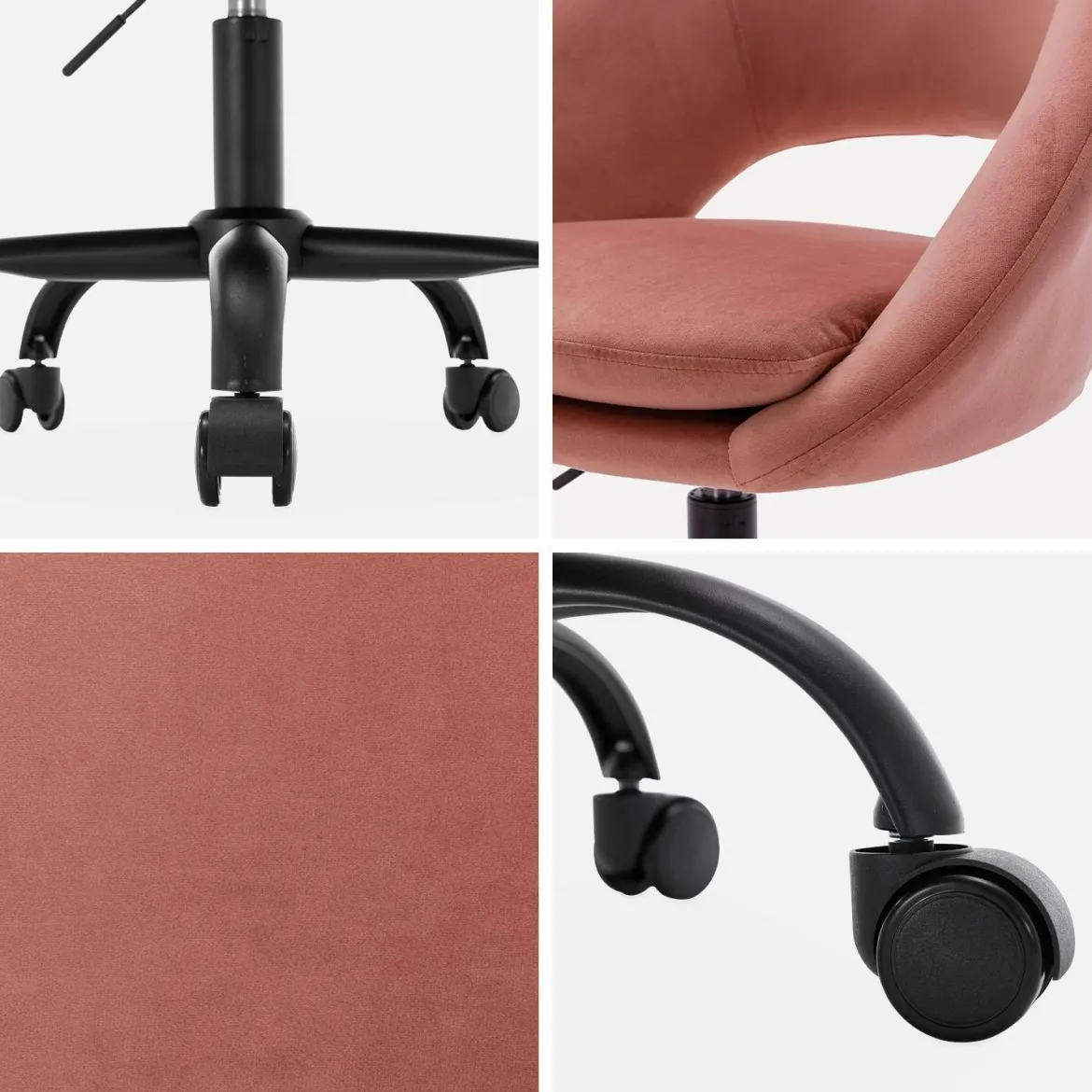 Sedia da ufficio con rotelle in velluto