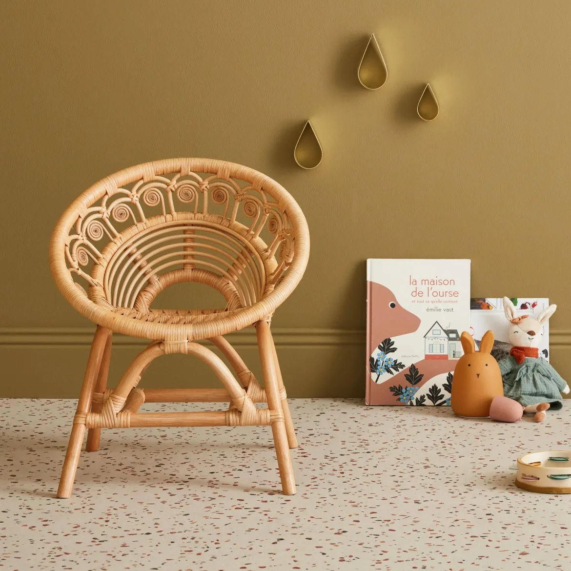 Sedia per bambini in rattan