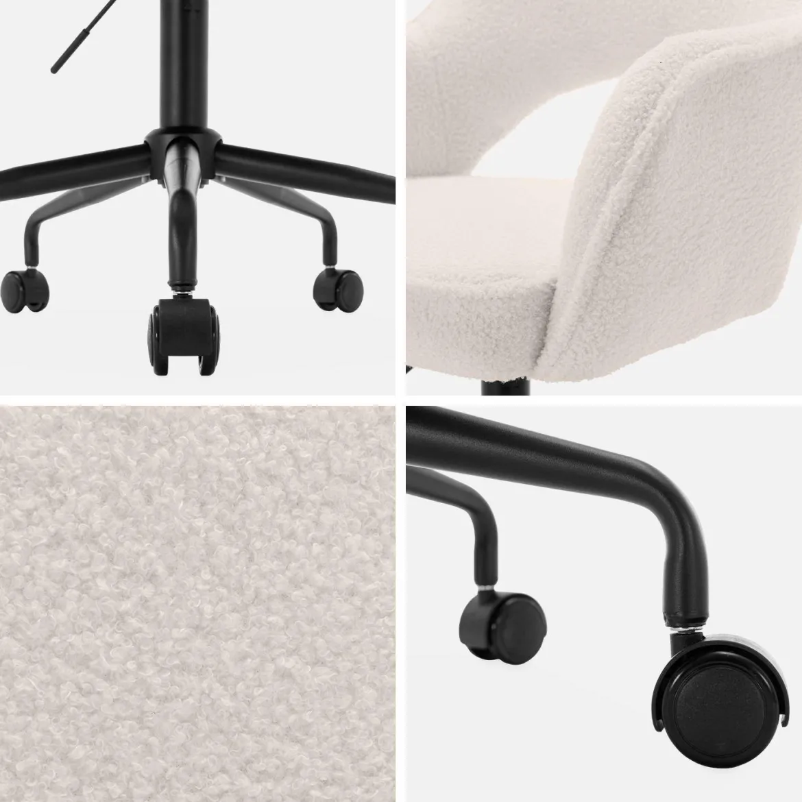 Sedia da ufficio bouclé con rotelle