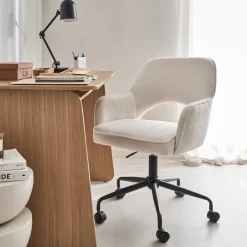 Sedia da ufficio bouclé con rotelle