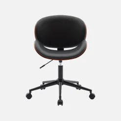 Sedia da ufficio con rotelle, effetto legno curvato e similpelle