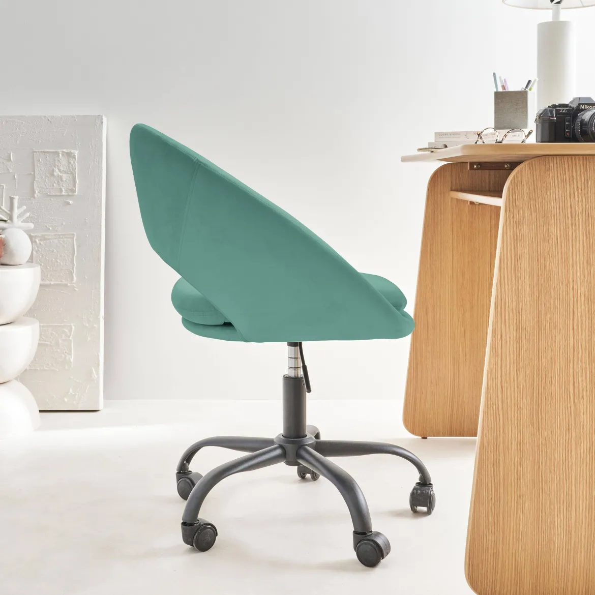 Sedia da ufficio con rotelle in velluto