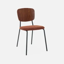 Sedie bouclé struttura in legno con gambe in metallo, set 2
