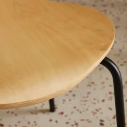 Sedie da pranzo in legno con gambe in acciaio, set di 4