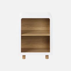 Set 2 comodini effetto legno con 2 nicchie