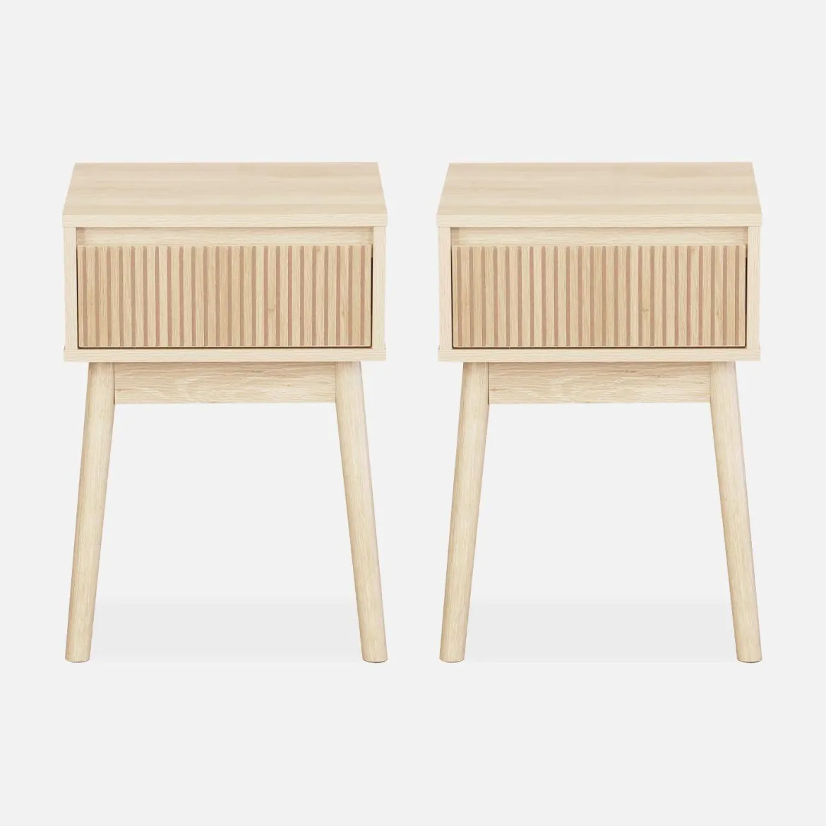 Set 2 comodini effetto legno con cassetto
