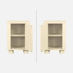 Set 2 comodini effetto legno di mango 1 anta reversibile