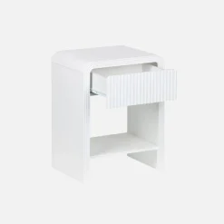 Set 2 comodini effetto legno scanalato, 1 cassetto, 1 ripiano