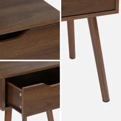 Set 2 comodini effetto legno 1 cassetto marrone