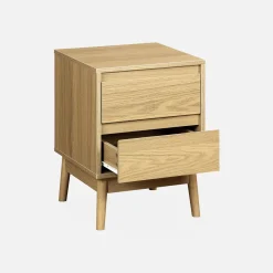 Set 2 comodini effetto legno con due cassetti