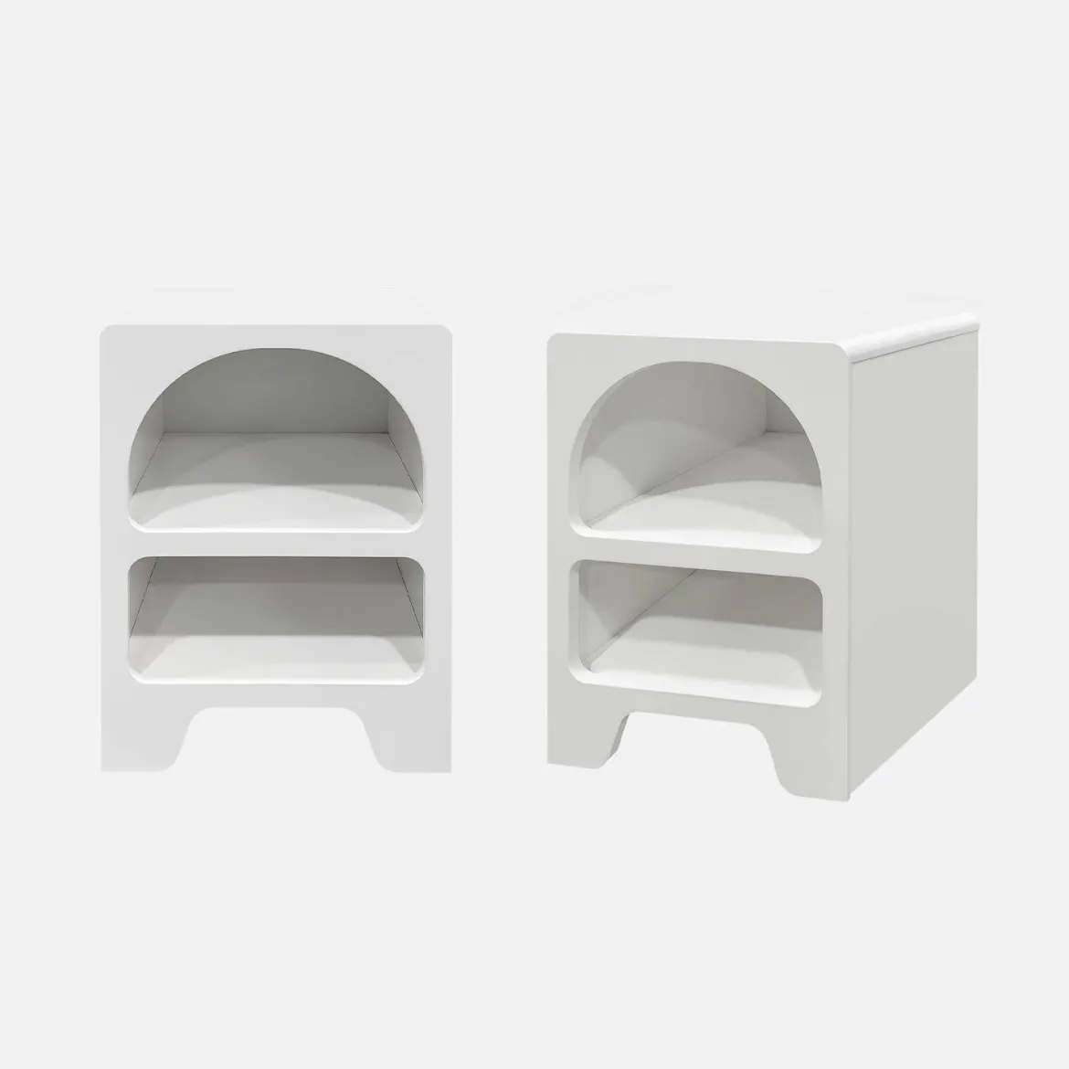 Set 2 comodini effetto legno bianco, 2 nicchie