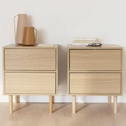 Set 2 comodini effetto legno naturale