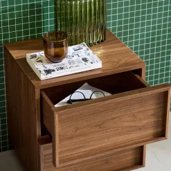 Set 2 comodini effetto legno 2 cassetti