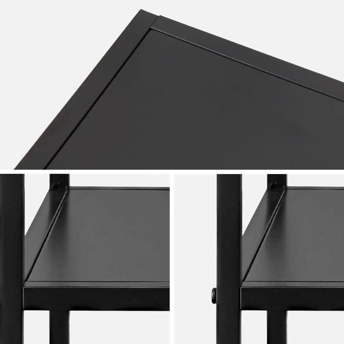 Set 2 comodini in metallo nero con ripiano