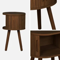 Set 2 comodini scandinavi decorazione legno 2 ante scorrevoli