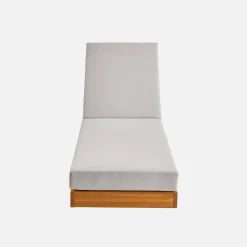 Set 2 lettini prendisole in acacia e poliestere multiposizione con ruote