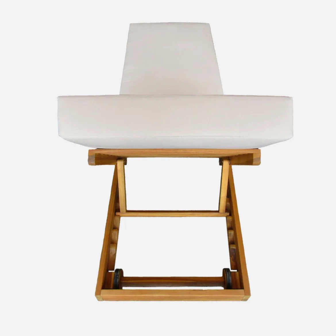 Set 2 lettini prendisole in acacia e poliestere multiposizione con ruote