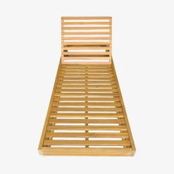 Set 2 lettini prendisole in acacia e poliestere multiposizione con ruote