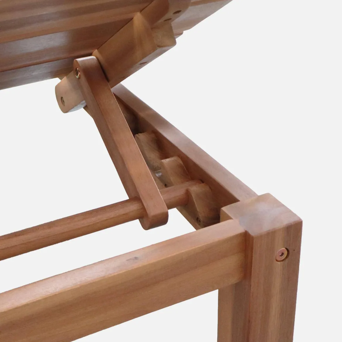Set 2 lettini prendisole modulari in legno multiposizione con tavolino