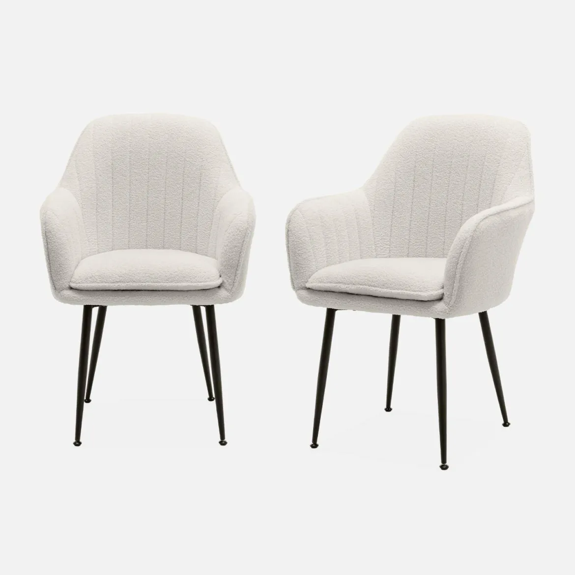 Set 2 poltrone bouclé, gambe in metallo