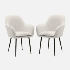 Set 2 poltrone bouclé, gambe in metallo
