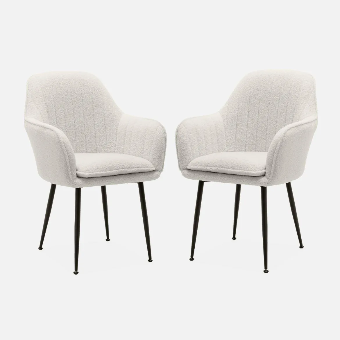 Set 2 poltrone bouclé, gambe in metallo