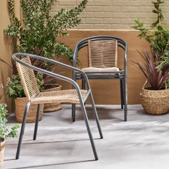 Set 4 poltrone da giardino in resina naturale