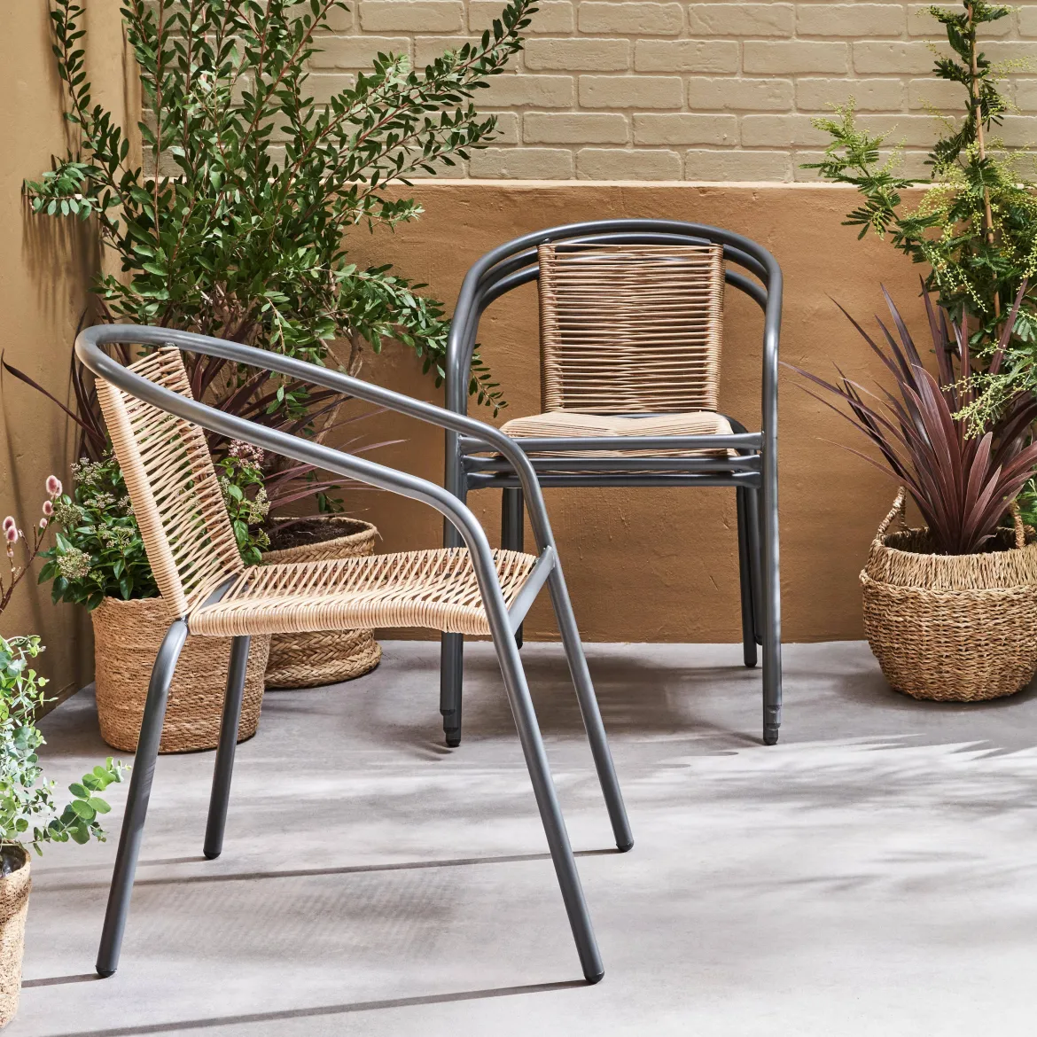 Set 4 poltrone da giardino in resina naturale